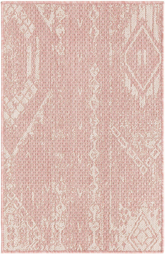 Pink 2' x 3' 1 Outdoor Bohemian Rectangle Area Rug Weather Resistant for Patio, Deck, Terrace, Balcony, Porch 100% Polypropylene Boho Carpet Mat for Sale at Rug Engine