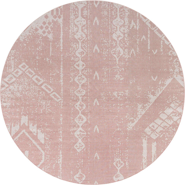 Pink 13' 1 x 13' 1 Outdoor Bohemian Round Area Rug Weather Resistant for Patio, Deck, Terrace, Balcony, Porch 100% Polypropylene Boho Carpet Mat for Sale at Rug Engine