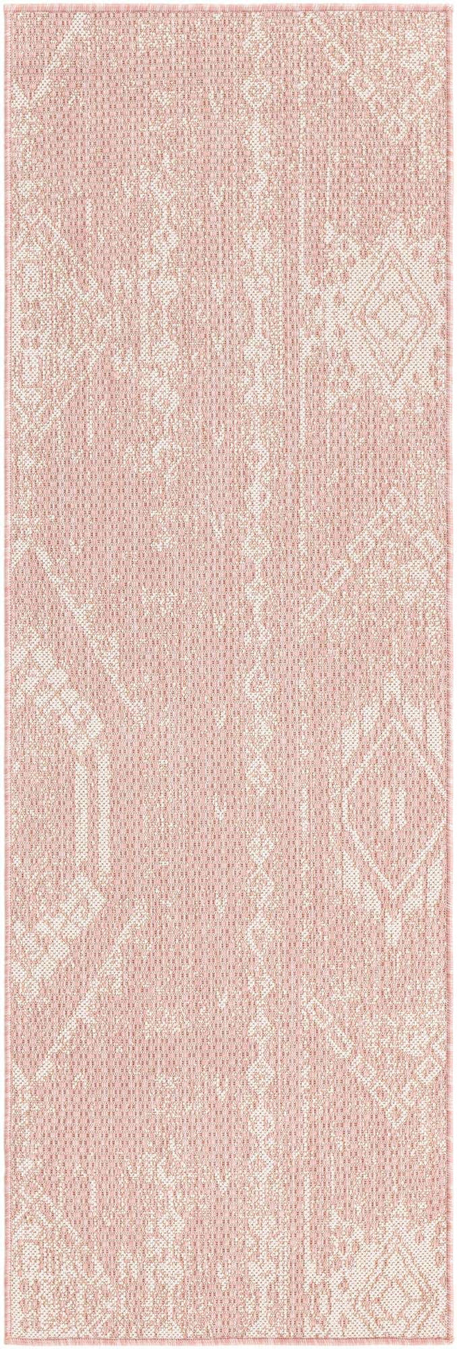 Pink 2' x 6' 1 Outdoor Bohemian Runner Area Rug Weather Resistant for Patio, Deck, Terrace, Balcony, Porch 100% Polypropylene Boho Carpet Mat for Sale at Rug Engine
