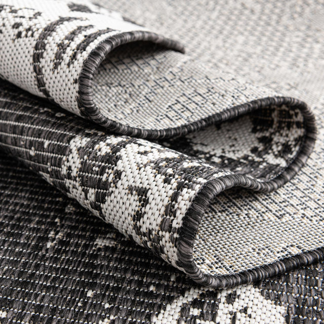 Charcoal Gray 6' 1 x 9' Outdoor Bohemian Rectangle Area Rug Weather Resistant for Patio, Deck, Terrace, Balcony, Porch 100% Polypropylene Boho Carpet Mat for Sale at Rug Engine