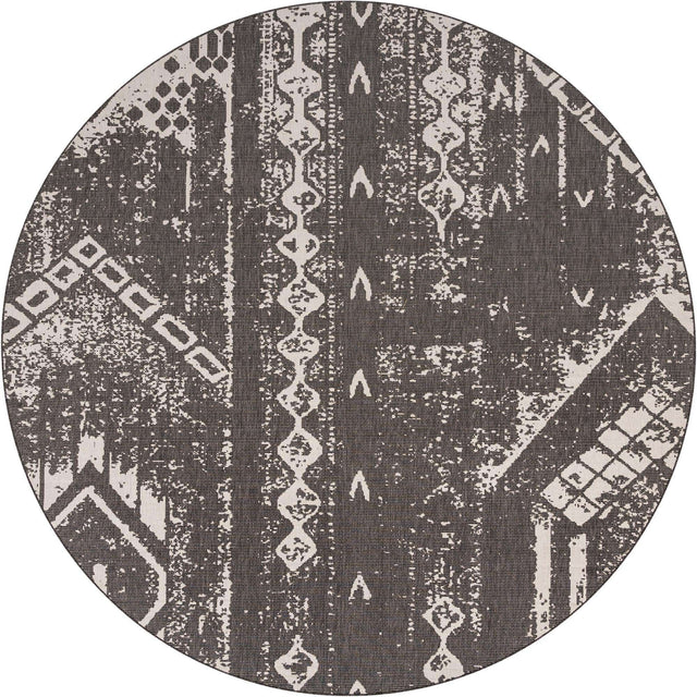 Charcoal Gray 13' 1 x 13' 1 Outdoor Bohemian Round Area Rug Weather Resistant for Patio, Deck, Terrace, Balcony, Porch 100% Polypropylene Boho Carpet Mat for Sale at Rug Engine