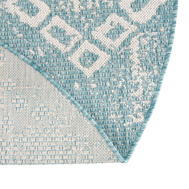 Light Aqua 13' 1 x 13' 1 Outdoor Bohemian Round Area Rug Weather Resistant for Patio, Deck, Terrace, Balcony, Porch 100% Polypropylene Boho Carpet Mat for Sale at Rug Engine