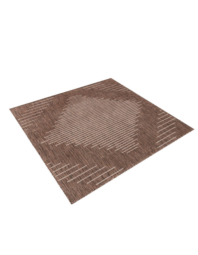 Brown 5' 3 x 5' 3 Outdoor Modern Square Area Rug Weather Resistant for Patio, Deck, Terrace, Balcony, Porch 100% Polypropylene Modern Outside Carpet for Sale at Rug Engine