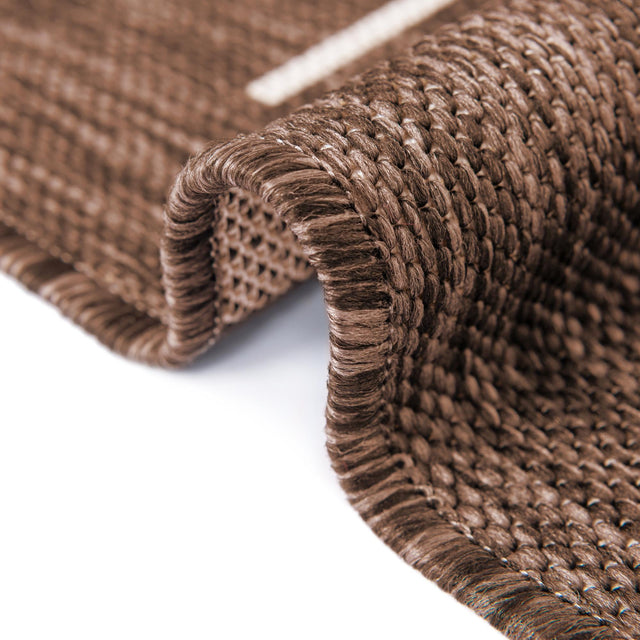 Brown 3' 3 x 14' 1 Outdoor Modern Runner Area Rug Weather Resistant for Patio, Deck, Terrace, Balcony, Porch 100% Polypropylene Modern Outside Carpet for Sale at Rug Engine