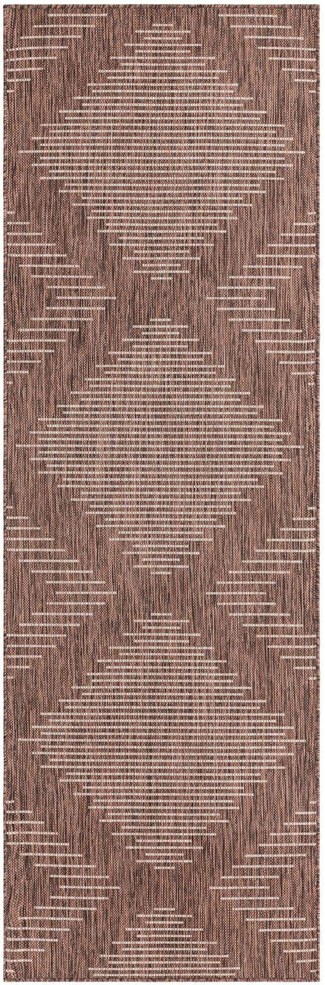 Brown 2' x 8' Outdoor Modern Runner Area Rug Weather Resistant for Patio, Deck, Terrace, Balcony, Porch 100% Polypropylene Modern Outside Carpet for Sale at Rug Engine