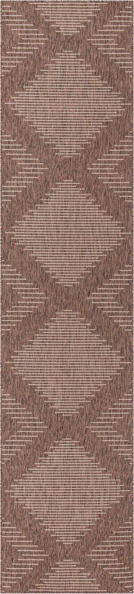 Brown 3' 3 x 14' 1 Outdoor Modern Runner Area Rug Weather Resistant for Patio, Deck, Terrace, Balcony, Porch 100% Polypropylene Modern Outside Carpet for Sale at Rug Engine