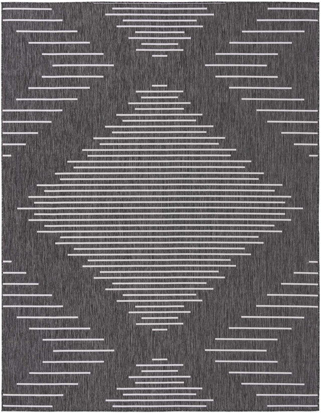 Charcoal Gray 7' 10 x 10' Outdoor Modern Rectangle Area Rug Weather Resistant for Patio, Deck, Terrace, Balcony, Porch 100% Polypropylene Modern Outside Carpet for Sale at Rug Engine