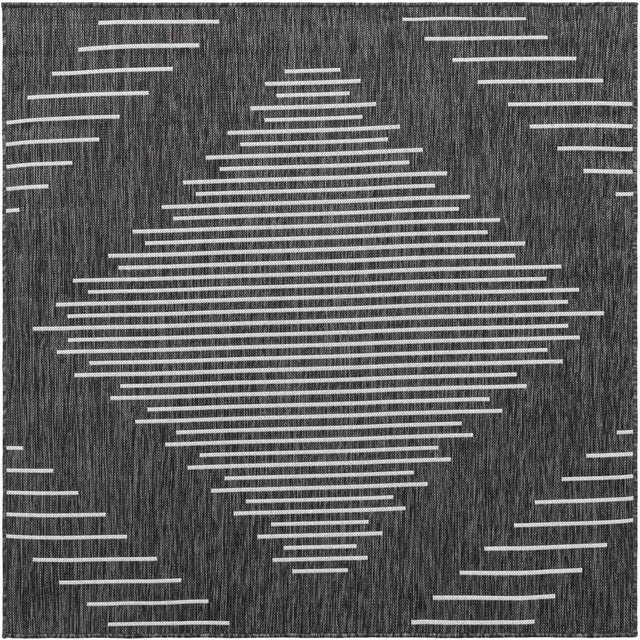 Charcoal Gray 5' 3 x 5' 3 Outdoor Modern Square Area Rug Weather Resistant for Patio, Deck, Terrace, Balcony, Porch 100% Polypropylene Modern Outside Carpet for Sale at Rug Engine