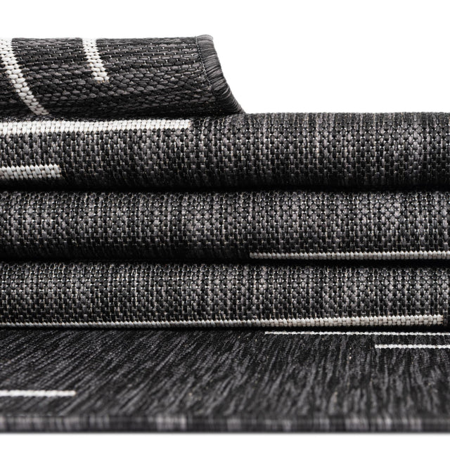 Charcoal Gray 6' 1 x 6' 1 Outdoor Modern Square Area Rug Weather Resistant for Patio, Deck, Terrace, Balcony, Porch 100% Polypropylene Modern Outside Carpet for Sale at Rug Engine