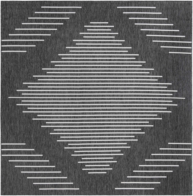 Charcoal Gray 10' 8 x 10' 8 Outdoor Modern Square Area Rug Weather Resistant for Patio, Deck, Terrace, Balcony, Porch 100% Polypropylene Modern Outside Carpet for Sale at Rug Engine
