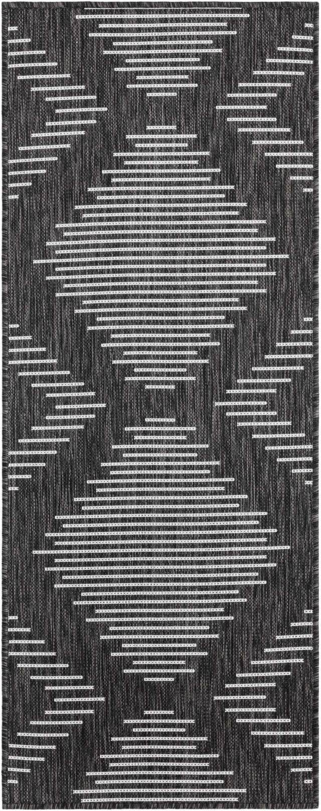 Charcoal Gray 2' x 5' 3 Outdoor Modern Runner Area Rug Weather Resistant for Patio, Deck, Terrace, Balcony, Porch 100% Polypropylene Modern Outside Carpet for Sale at Rug Engine