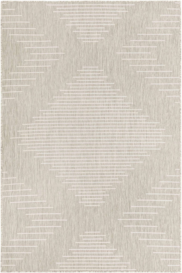 Gray 4' 1 x 6' 1 Outdoor Modern Rectangle Area Rug Weather Resistant for Patio, Deck, Terrace, Balcony, Porch 100% Polypropylene Modern Outside Carpet for Sale at Rug Engine