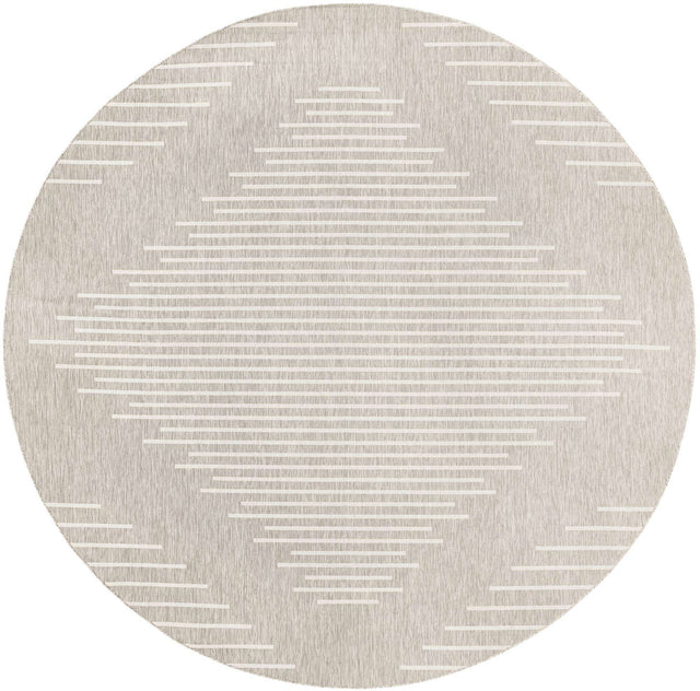 Gray 6' 1 x 6' 1 Outdoor Modern Round Area Rug Weather Resistant for Patio, Deck, Terrace, Balcony, Porch 100% Polypropylene Modern Outside Carpet for Sale at Rug Engine
