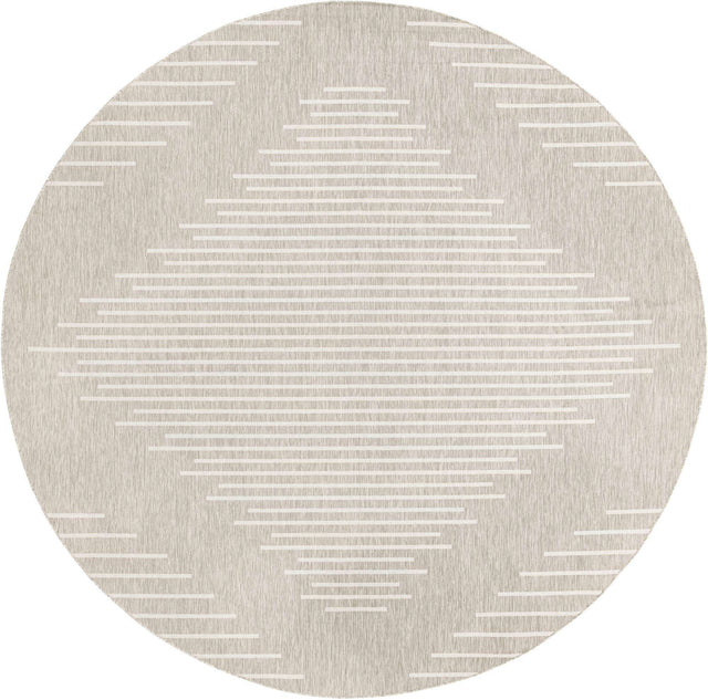 Gray 13' 1 x 13' 1 Outdoor Modern Round Area Rug Weather Resistant for Patio, Deck, Terrace, Balcony, Porch 100% Polypropylene Modern Outside Carpet for Sale at Rug Engine