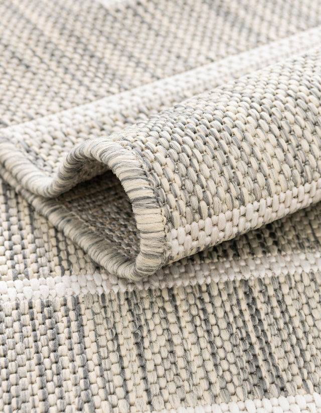 Gray 2' x 6' 1 Outdoor Modern Runner Area Rug Weather Resistant for Patio, Deck, Terrace, Balcony, Porch 100% Polypropylene Modern Outside Carpet for Sale at Rug Engine