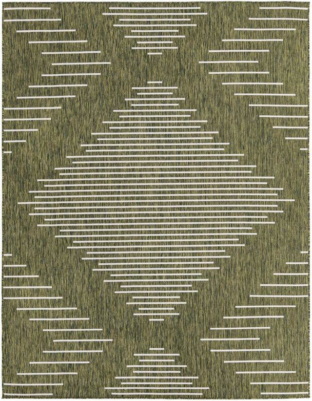 Green 7' 10 x 10' Outdoor Modern Rectangle Area Rug Weather Resistant for Patio, Deck, Terrace, Balcony, Porch 100% Polypropylene Modern Outside Carpet for Sale at Rug Engine