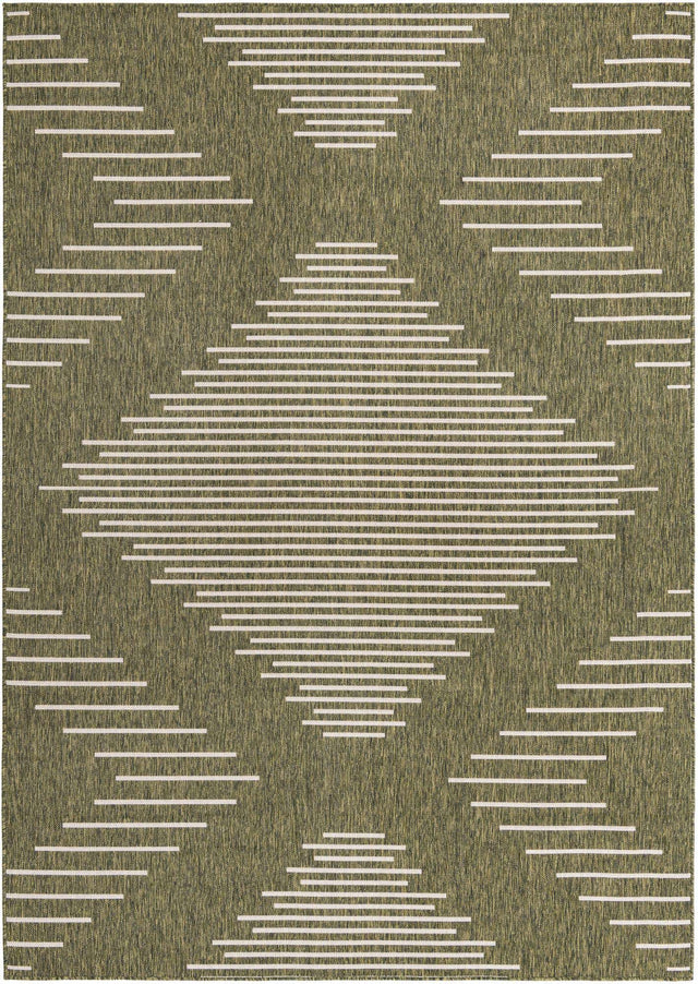 Green 7' 1 x 10' Outdoor Modern Rectangle Area Rug Weather Resistant for Patio, Deck, Terrace, Balcony, Porch 100% Polypropylene Modern Outside Carpet for Sale at Rug Engine