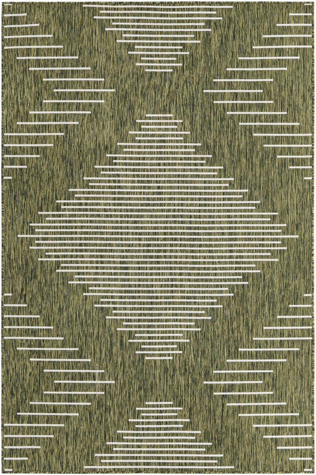 Green 5' 3 x 8' Outdoor Modern Rectangle Area Rug Weather Resistant for Patio, Deck, Terrace, Balcony, Porch 100% Polypropylene Modern Outside Carpet for Sale at Rug Engine
