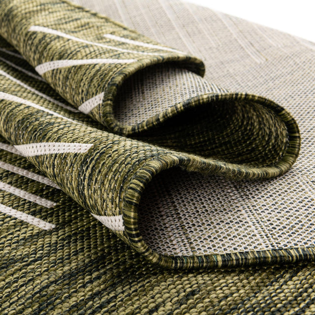 Green 13' 1 x 13' 1 Outdoor Modern Square Area Rug Weather Resistant for Patio, Deck, Terrace, Balcony, Porch 100% Polypropylene Modern Outside Carpet for Sale at Rug Engine