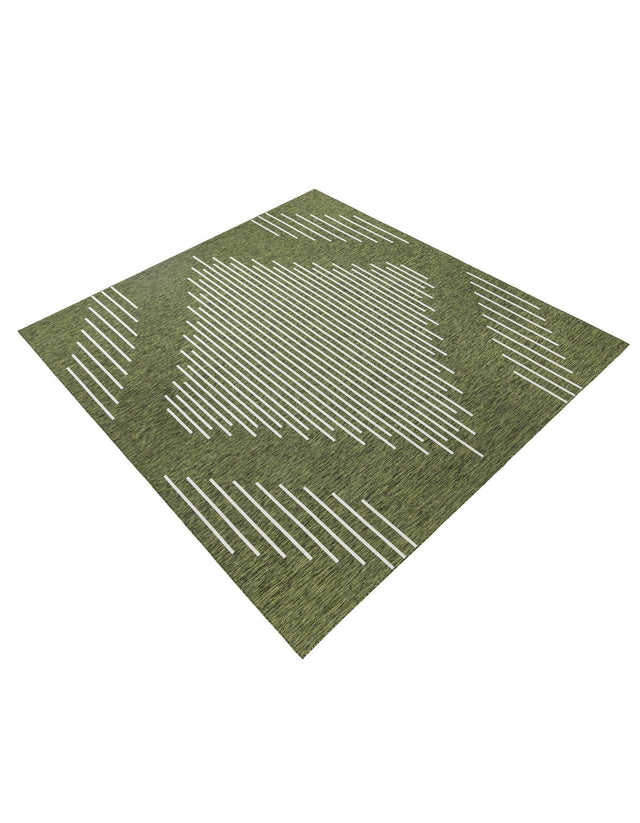 Green 13' 1 x 13' 1 Outdoor Modern Square Area Rug Weather Resistant for Patio, Deck, Terrace, Balcony, Porch 100% Polypropylene Modern Outside Carpet for Sale at Rug Engine