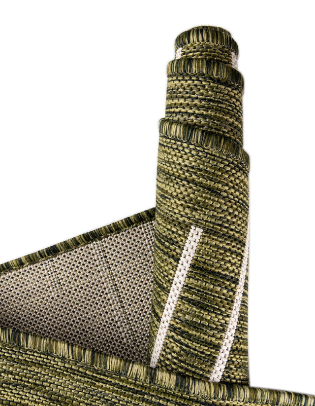 Green 4' 1 x 4' 1 Outdoor Modern Round Area Rug Weather Resistant for Patio, Deck, Terrace, Balcony, Porch 100% Polypropylene Modern Outside Carpet for Sale at Rug Engine