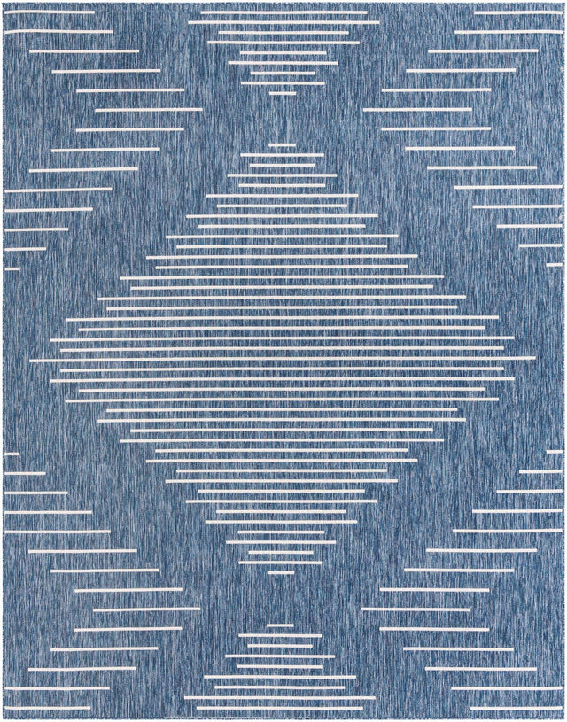 Blue 7' 10 x 10' Outdoor Modern Rectangle Area Rug Weather Resistant for Patio, Deck, Terrace, Balcony, Porch 100% Polypropylene Modern Outside Carpet for Sale at Rug Engine