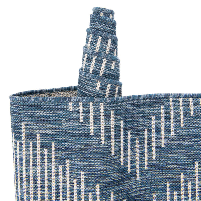 Blue 10' 8 x 10' 8 Outdoor Modern Round Area Rug Weather Resistant for Patio, Deck, Terrace, Balcony, Porch 100% Polypropylene Modern Outside Carpet for Sale at Rug Engine