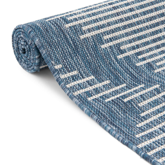 Blue 10' 8 x 10' 8 Outdoor Modern Round Area Rug Weather Resistant for Patio, Deck, Terrace, Balcony, Porch 100% Polypropylene Modern Outside Carpet for Sale at Rug Engine