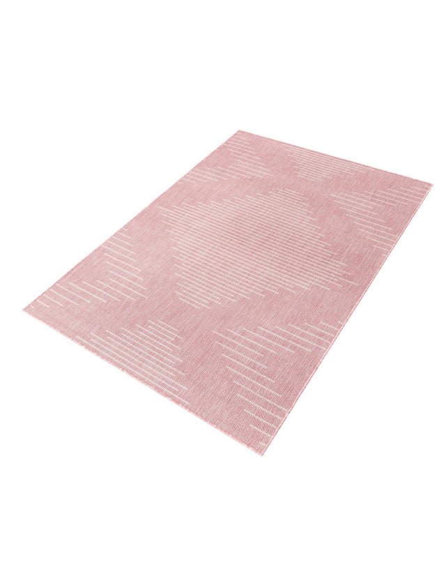 Pink 4' 1 x 6' 1 Outdoor Modern Rectangle Area Rug Weather Resistant for Patio, Deck, Terrace, Balcony, Porch 100% Polypropylene Modern Outside Carpet for Sale at Rug Engine