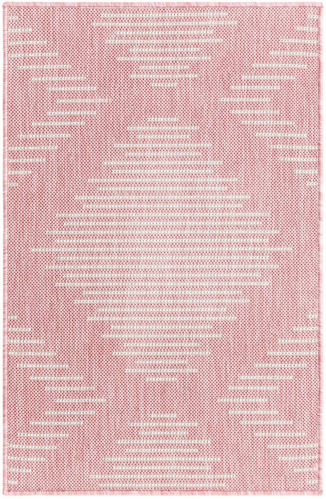 Pink 2' x 3' 1 Outdoor Modern Rectangle Area Rug Weather Resistant for Patio, Deck, Terrace, Balcony, Porch 100% Polypropylene Modern Outside Carpet for Sale at Rug Engine