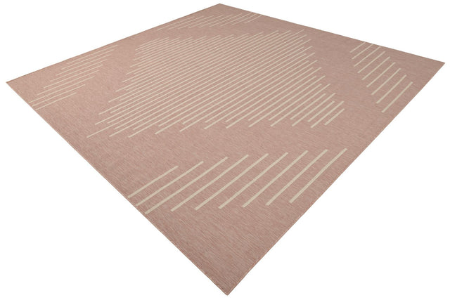 Pink 10' 8 x 10' 8 Outdoor Modern Square Area Rug Weather Resistant for Patio, Deck, Terrace, Balcony, Porch 100% Polypropylene Modern Outside Carpet for Sale at Rug Engine
