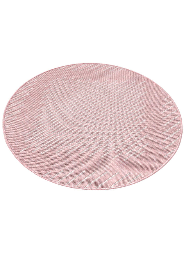 Pink 3' 1 x 3' 1 Outdoor Modern Round Area Rug Weather Resistant for Patio, Deck, Terrace, Balcony, Porch 100% Polypropylene Modern Outside Carpet for Sale at Rug Engine