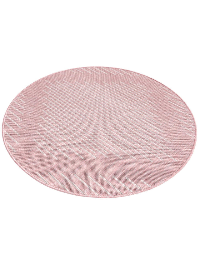 Pink 3' 1 x 3' 1 Outdoor Modern Round Area Rug Weather Resistant for Patio, Deck, Terrace, Balcony, Porch 100% Polypropylene Modern Outside Carpet for Sale at Rug Engine