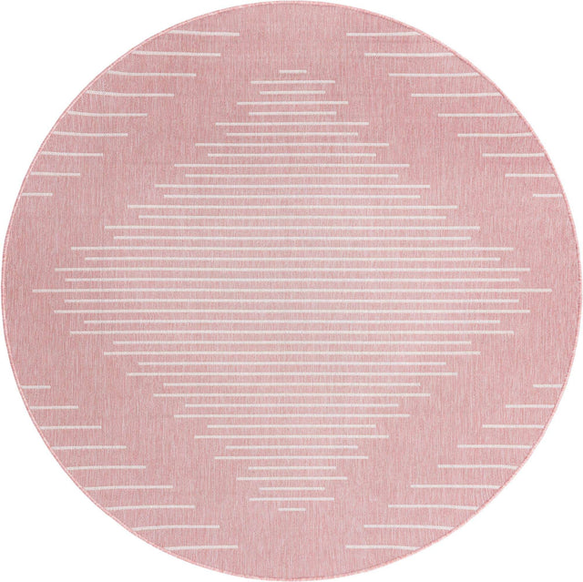 Pink 13' 1 x 13' 1 Outdoor Modern Round Area Rug Weather Resistant for Patio, Deck, Terrace, Balcony, Porch 100% Polypropylene Modern Outside Carpet for Sale at Rug Engine
