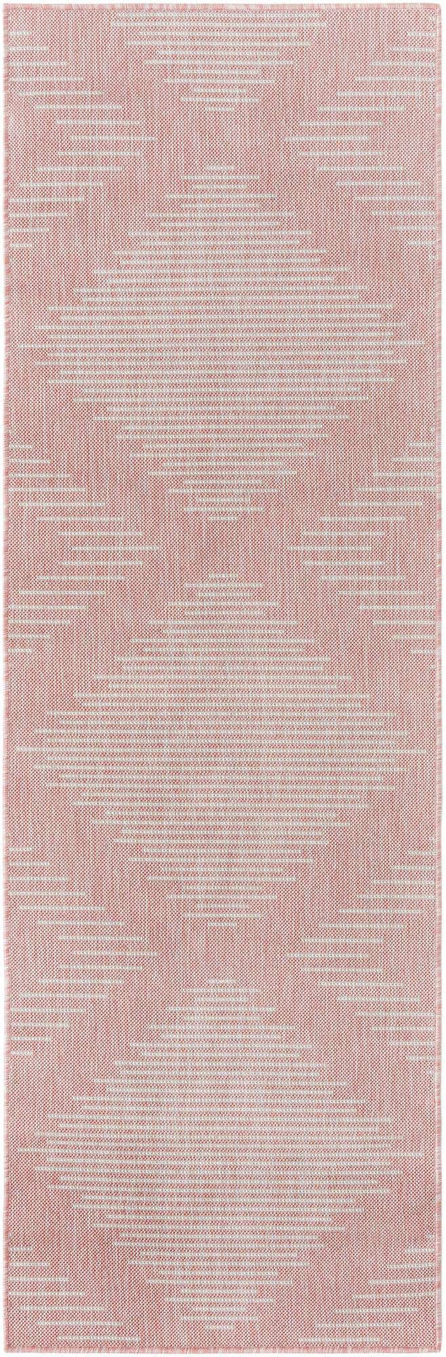 Pink 2' x 8' Outdoor Modern Runner Area Rug Weather Resistant for Patio, Deck, Terrace, Balcony, Porch 100% Polypropylene Modern Outside Carpet for Sale at Rug Engine