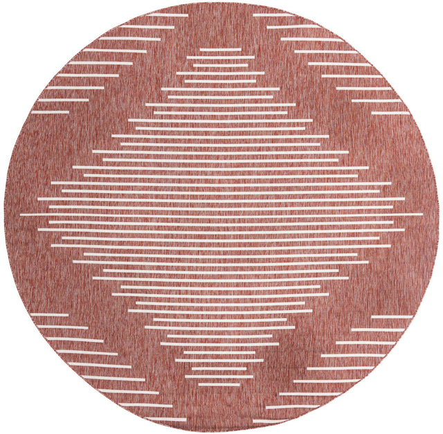 Rust Red 10' 8 x 10' 8 Outdoor Modern Round Area Rug Weather Resistant for Patio, Deck, Terrace, Balcony, Porch 100% Polypropylene Modern Outside Carpet for Sale at Rug Engine