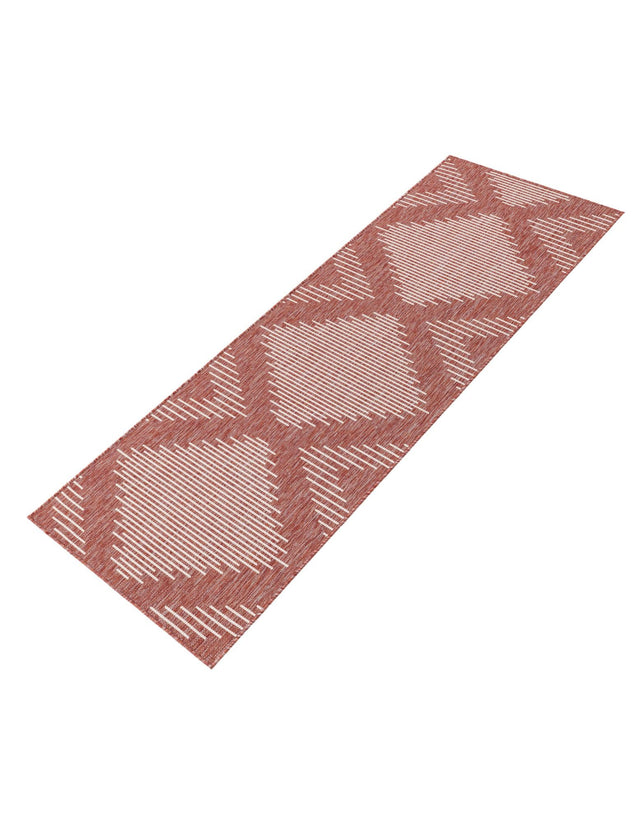 Rust Red 2' x 8' Outdoor Modern Runner Area Rug Weather Resistant for Patio, Deck, Terrace, Balcony, Porch 100% Polypropylene Modern Outside Carpet for Sale at Rug Engine