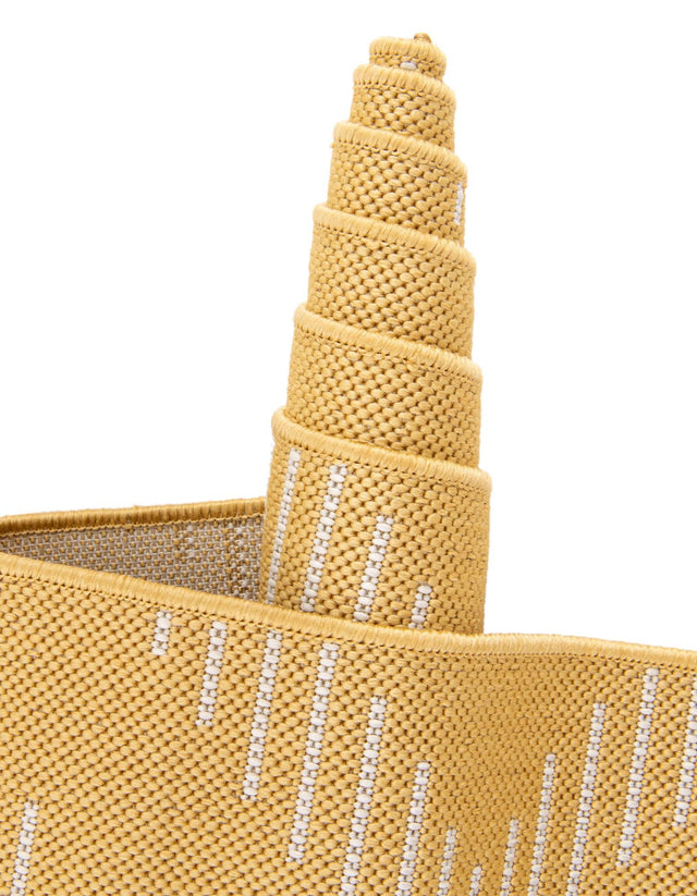 Yellow 6' 1 x 6' 1 Outdoor Modern Round Area Rug Weather Resistant for Patio, Deck, Terrace, Balcony, Porch 100% Polypropylene Modern Outside Carpet for Sale at Rug Engine