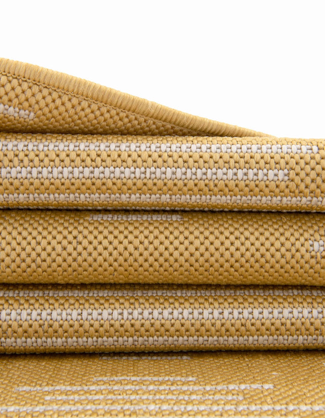 Yellow 4' 1 x 4' 1 Outdoor Modern Round Area Rug Weather Resistant for Patio, Deck, Terrace, Balcony, Porch 100% Polypropylene Modern Outside Carpet for Sale at Rug Engine