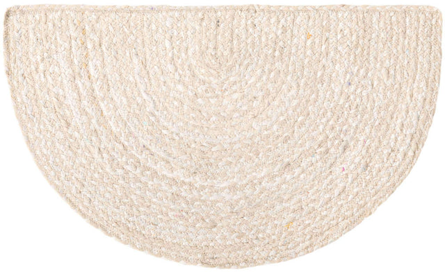 Ivory 2' 2 x 3' 7 Braided Chindi Hearth Half-Round Semicircle Area Rug 100% Cotton Hand Braided Natural Eco-Friendly Boho Style Modern Carpet for Living Rooms Dining Office Dorm for Sale at Rug Engine
