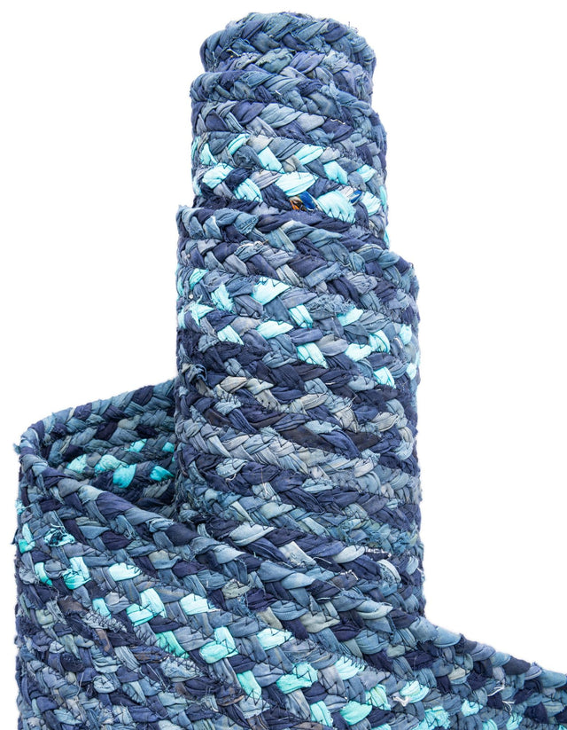 Blue 1' 2 x 10' Braided Chindi Table Runner Area Rug Decorative Dining Room Kitchen All Natural Material Table Cover 100% Cotton Hand Braided Natural Eco-Friendly Boho Style Modern Carpet for Living Rooms Dining Office Dorm for Sale at Rug Engine