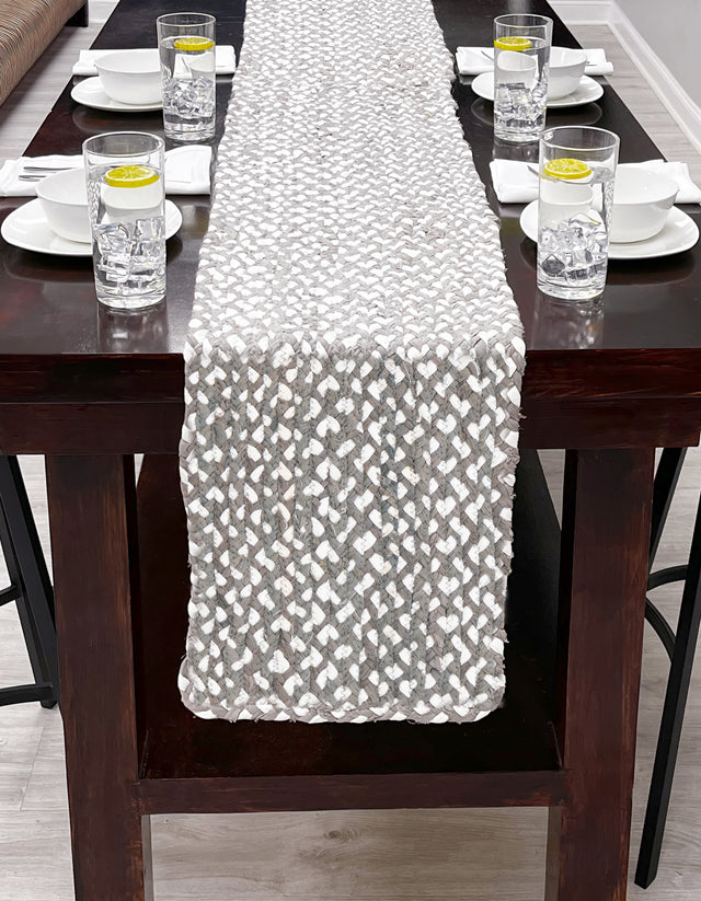 Gray 1' 2 x 10' Braided Chindi Table Runner Area Rug Decorative Dining Room Kitchen All Natural Material Table Cover 100% Cotton Hand Braided Natural Eco-Friendly Boho Style Modern Carpet for Living Rooms Dining Office Dorm for Sale at Rug Engine