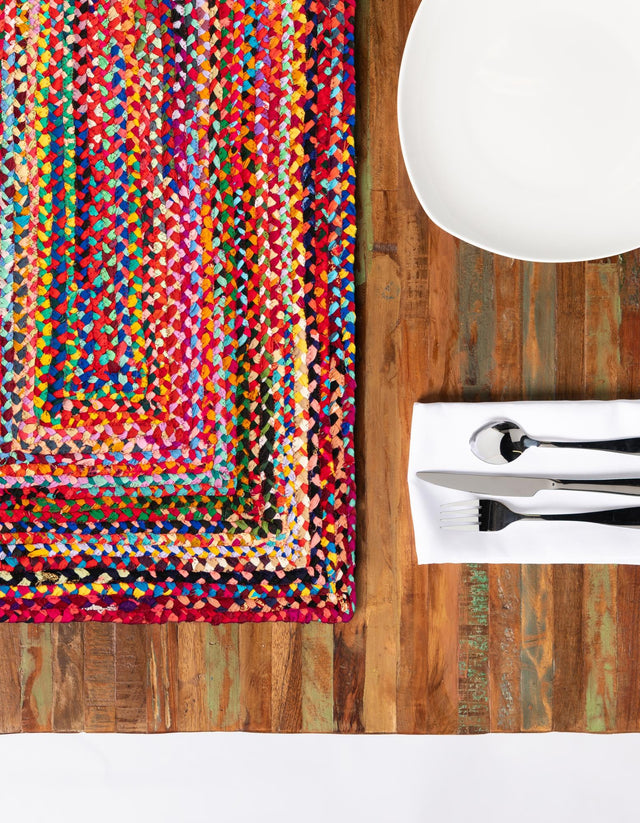 Multicolor 1' 2 x 10' Braided Chindi Table Runner Area Rug Decorative Dining Room Kitchen All Natural Material Table Cover 100% Cotton Hand Braided Natural Eco-Friendly Boho Style Modern Carpet for Living Rooms Dining Office Dorm for Sale at Rug Engine