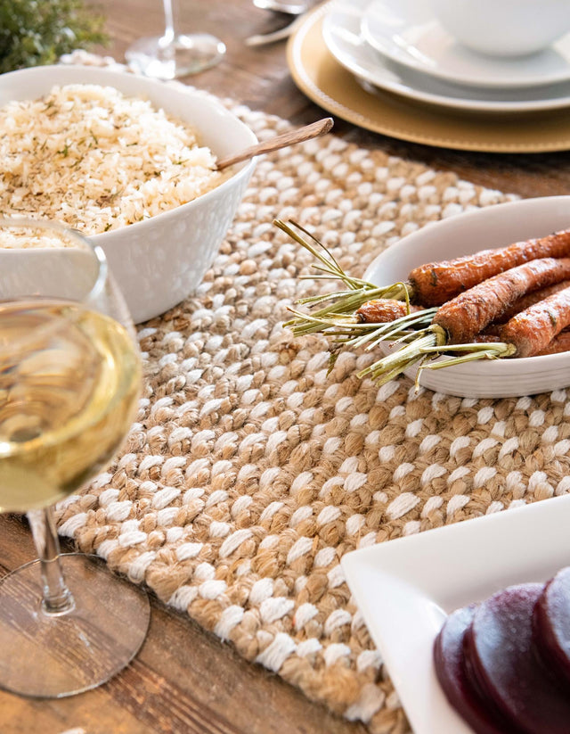 Natural 1' 2 x 6' 1 Braided Jute Table Runner Area Rug Decorative Dining Room Kitchen All Natural Material Table Cover 100% Jute Hand Braided Natural Eco-Friendly Boho Style Carpet for Living Rooms Dining Office Space Dorms for Sale at Rug Engine