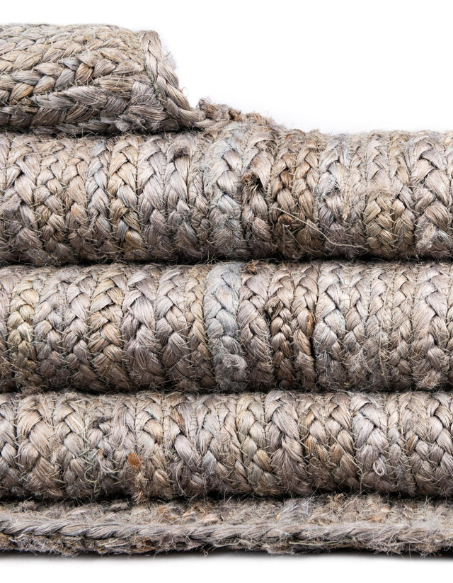 Gray 2' 2 x 3' 7 Braided Jute Hearth Half-Round Semicircle Area Rug 100% Jute Hand Braided Natural Eco-Friendly Boho Style Carpet for Living Rooms Dining Office Space Dorms for Sale at Rug Engine