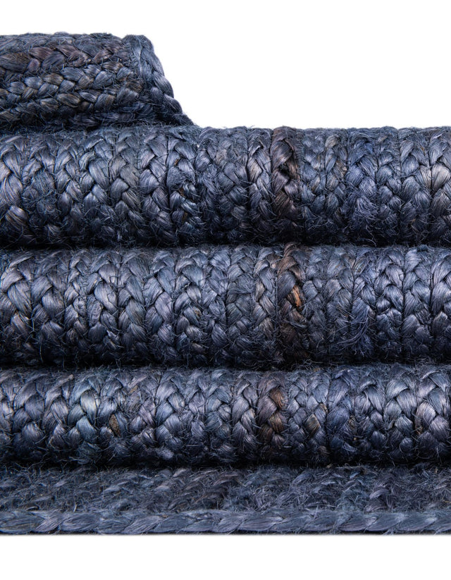 Navy Blue 2' 2 x 3' 7 Braided Jute Hearth Half-Round Semicircle Area Rug 100% Jute Hand Braided Natural Eco-Friendly Boho Style Carpet for Living Rooms Dining Office Space Dorms for Sale at Rug Engine