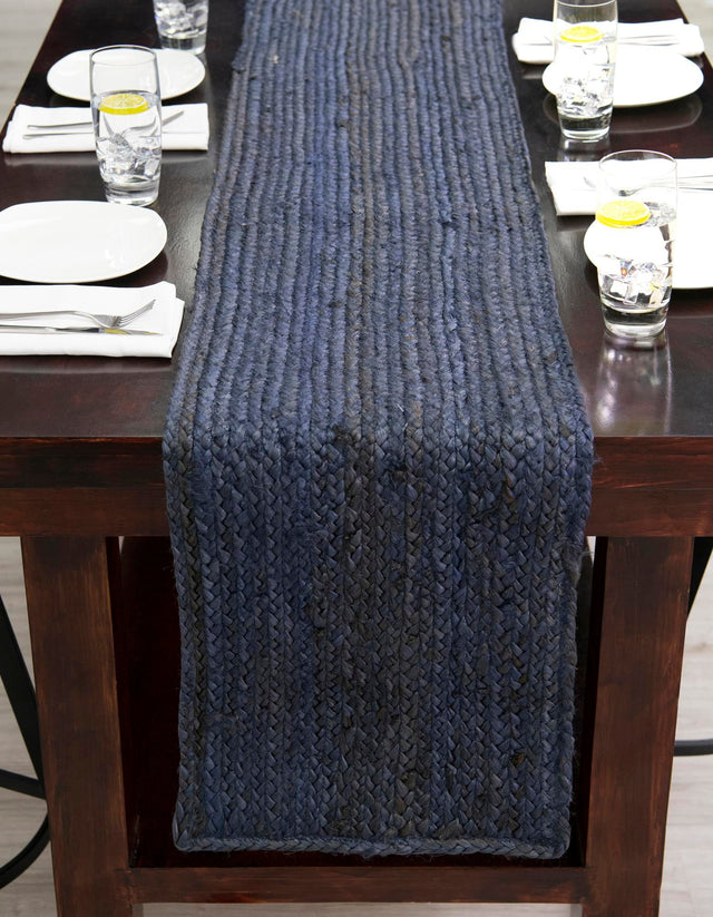 Navy Blue 1' 2 x 6' 1 Braided Jute Table Runner Area Rug Decorative Dining Room Kitchen All Natural Material Table Cover 100% Jute Hand Braided Natural Eco-Friendly Boho Style Carpet for Living Rooms Dining Office Space Dorms for Sale at Rug Engine