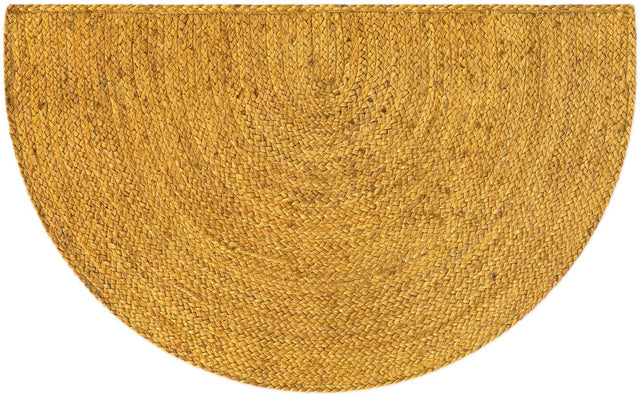 Yellow 2' 2 x 3' 7 Braided Jute Hearth Half-Round Semicircle Area Rug 100% Jute Hand Braided Natural Eco-Friendly Boho Style Carpet for Living Rooms Dining Office Space Dorms for Sale at Rug Engine