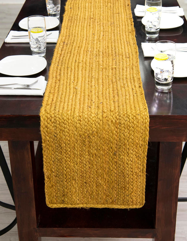 Yellow 1' 2 x 10' Braided Jute Table Runner Area Rug Decorative Dining Room Kitchen All Natural Material Table Cover 100% Jute Hand Braided Natural Eco-Friendly Boho Style Carpet for Living Rooms Dining Office Space Dorms for Sale at Rug Engine