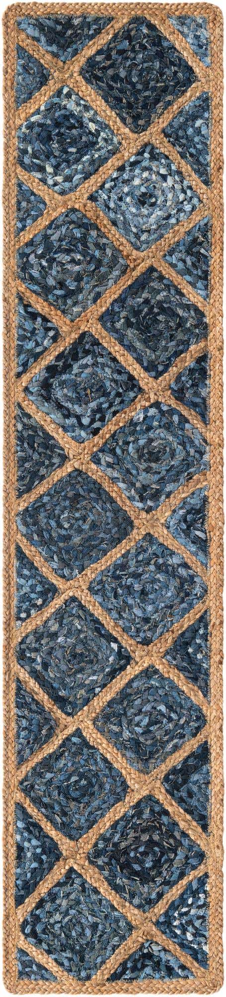 Blue 1' 2 x 6' 1 Braided Jute Table Runner Area Rug Decorative Dining Room Kitchen All Natural Material Table Cover 100% Jute Hand Braided Natural Eco-Friendly Boho Style Carpet for Living Rooms Dining Office Space Dorms for Sale at Rug Engine